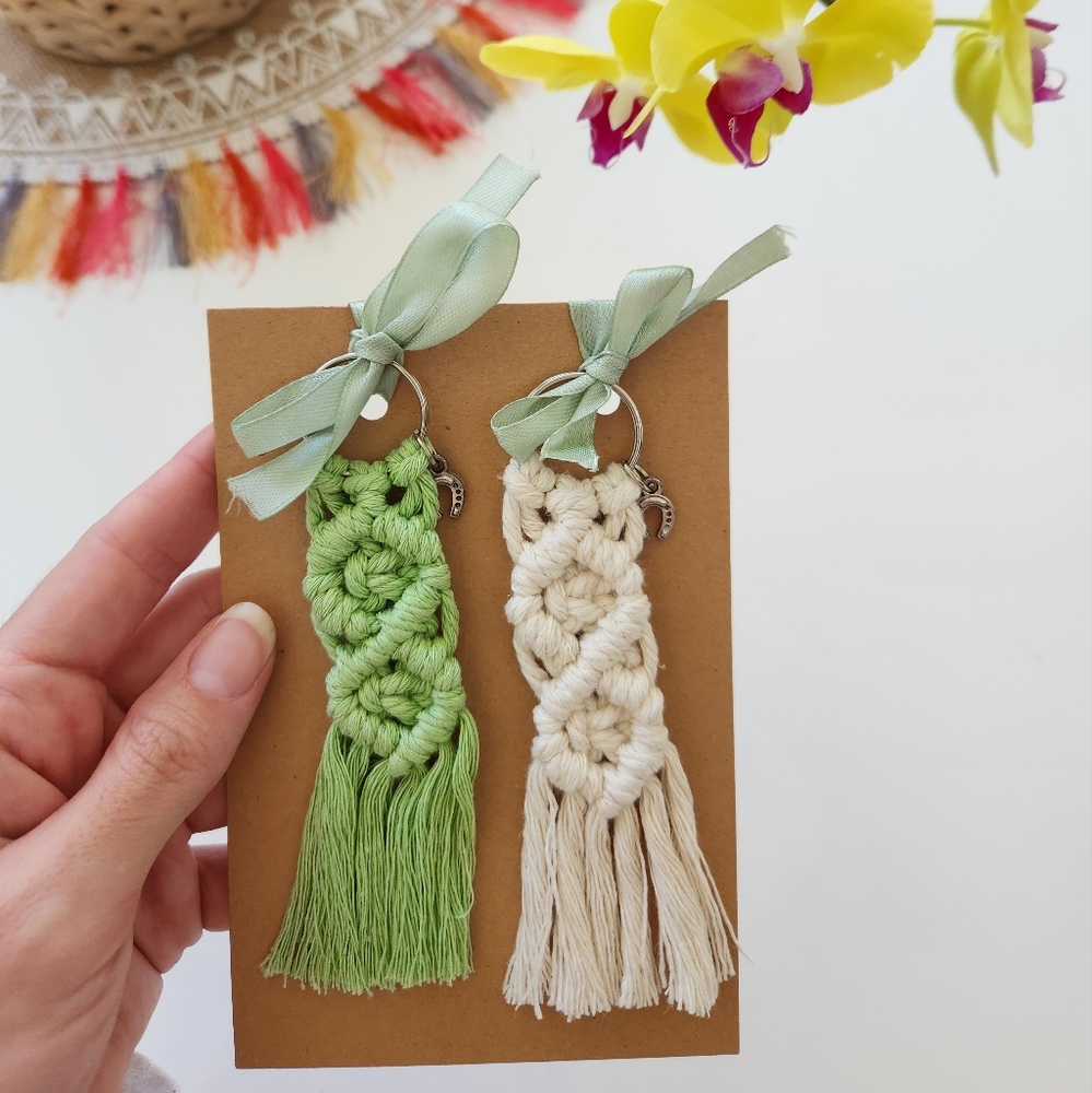 2pcs Macrame Handcrafted keyring Good Luck 🧲